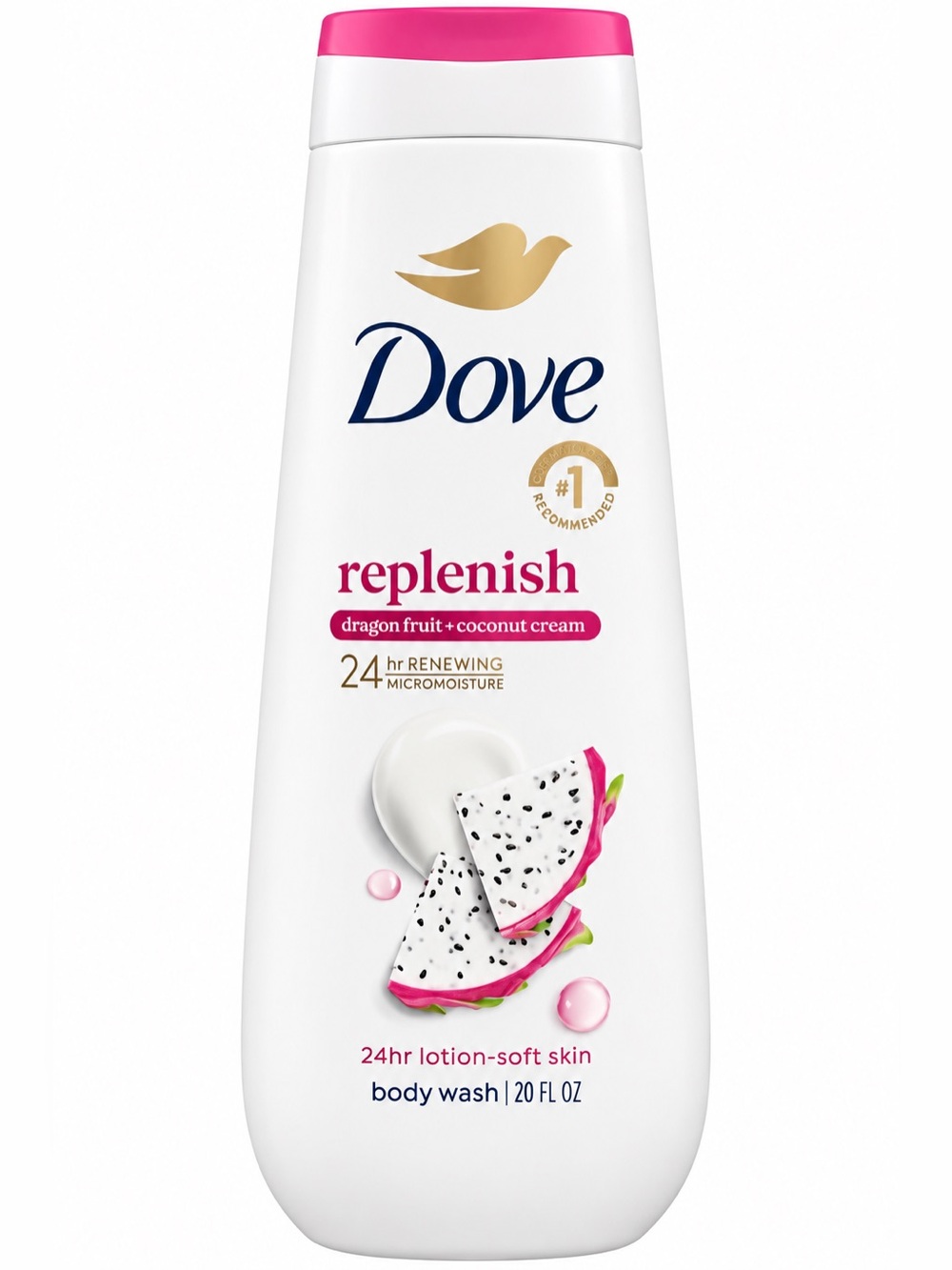 Dove Replenish Dragon Fruit + Coconut Cream Body Wash — White & Pink